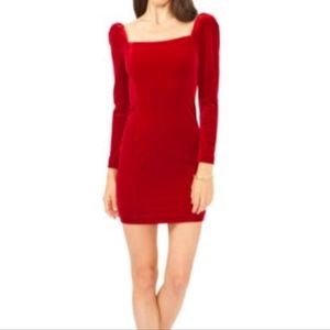 1.STATE Square-Neck Princess Seam Mini Vibrant Red Large